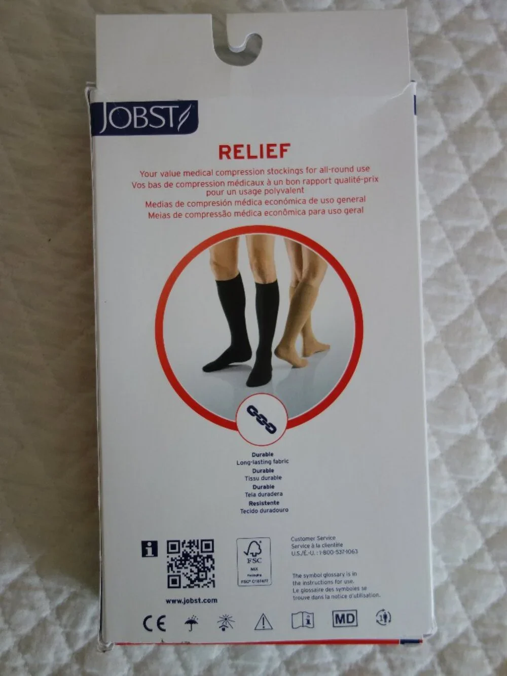 NIB New $43.50 JOBST Relief 15-20 mm/HG Beige Knee High Socks – XL